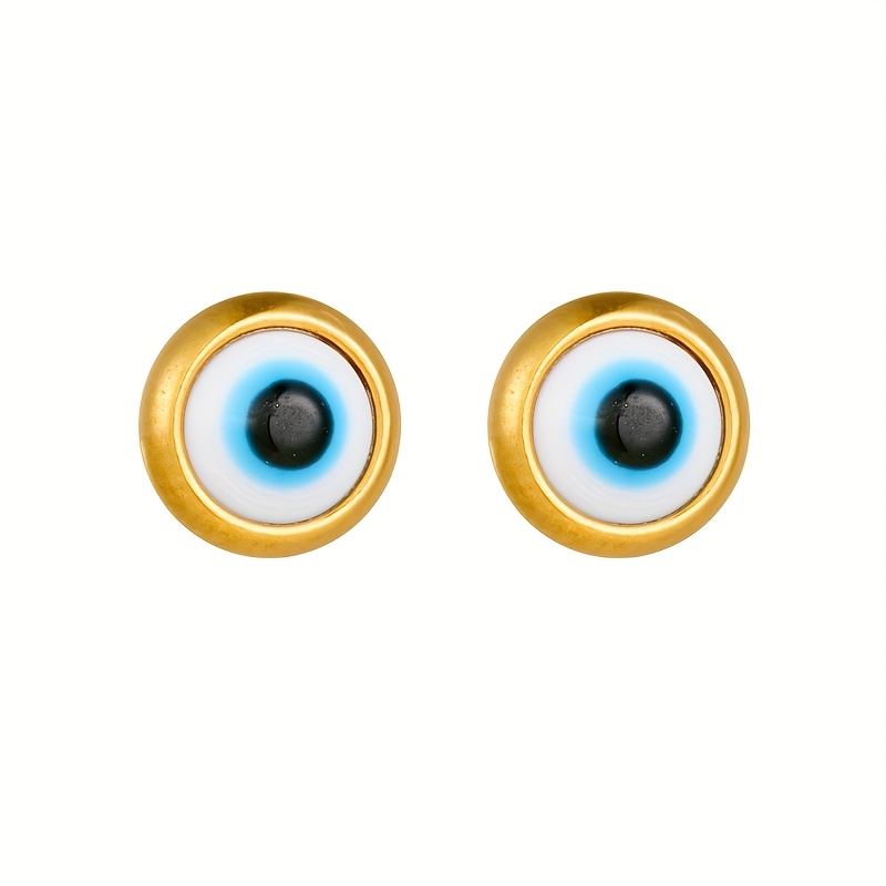Golden Stainless Steel Necklace & Earring Set with Round Eyes